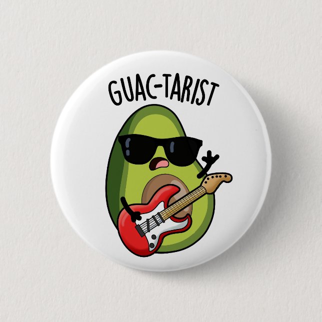 Guac-tarist Funny Avocado Pun Button (Vorderseite)