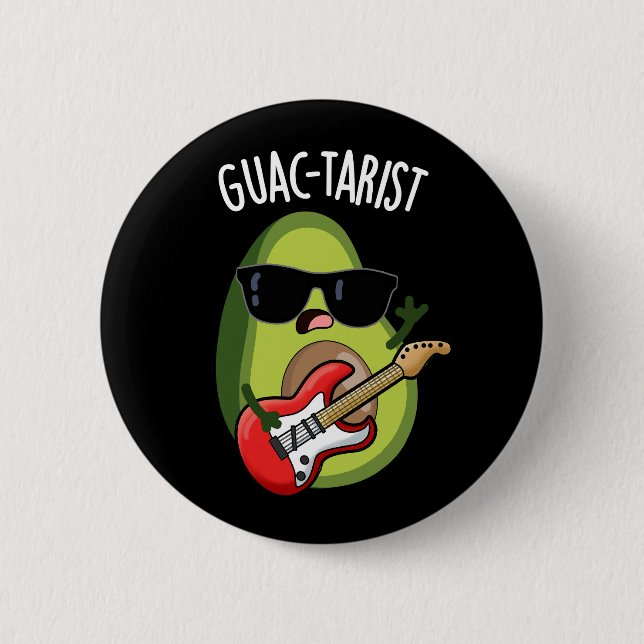 Guac-tarist Funny Avocado Pun Dark BG Button (Vorderseite)