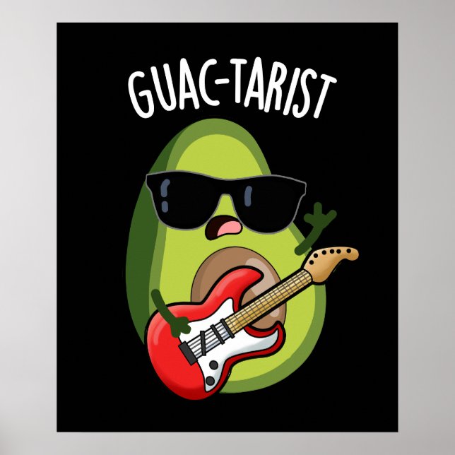 Guac-tarist Funny Avocado Pun Dark BG Poster (Vorne)