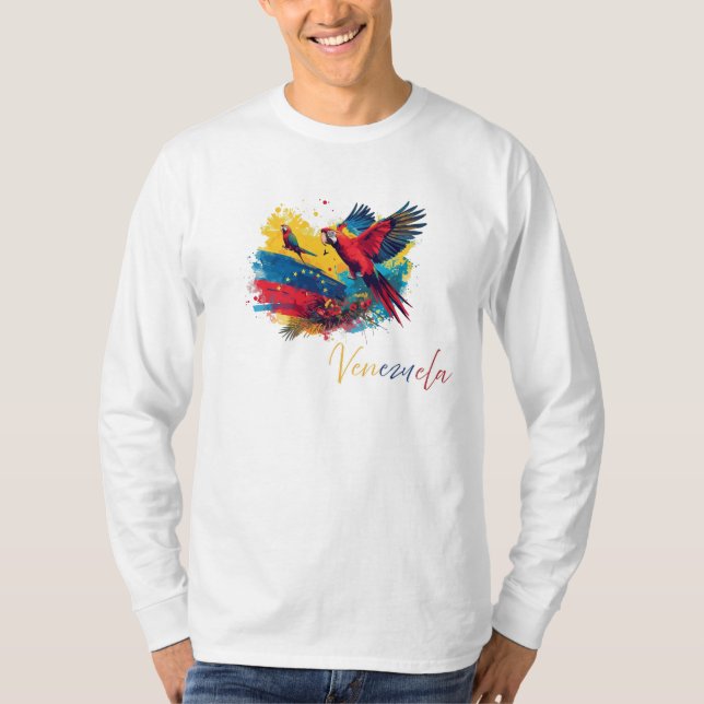 Guacamayas de Venezuela con Bandera  T-Shirt (Vorderseite)