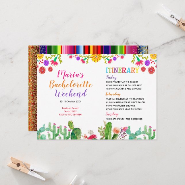 GUACAMOLE CACTUS Wochenende Einladung (Vorderseite/Rückseite Beispiel)