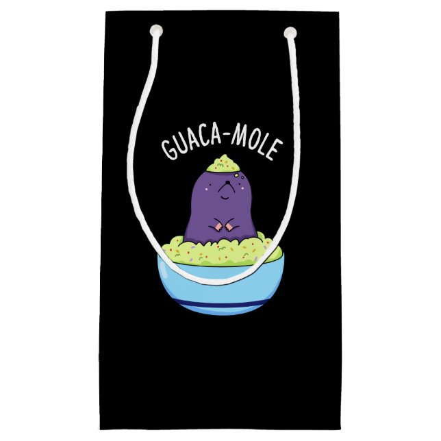 Guacamole Funny Mole in Guacamole Dip Pun Dark BG Kleine Geschenktüte (Vorderseite)