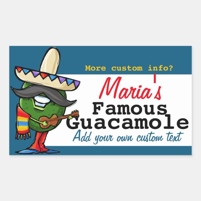 Guacamole mexikanisches, individualisierbares Food Rechteckiger Aufkleber (Vorderseite)