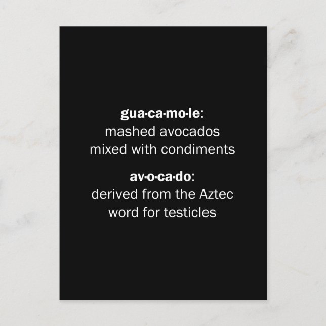 Guacamole Testicles Postkarte (Vorderseite)