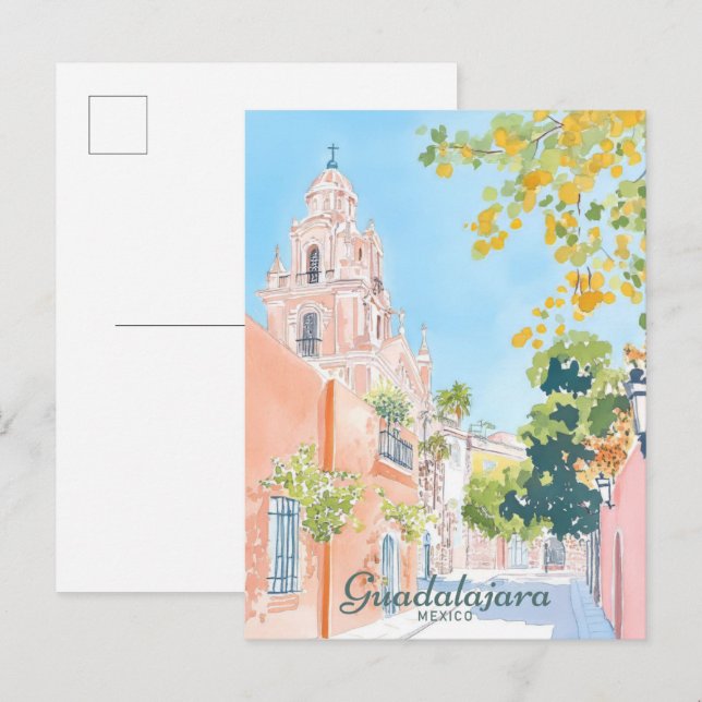 Guadalajara Mexico Gouache Illustration Travel Postkarte (Vorne/Hinten)