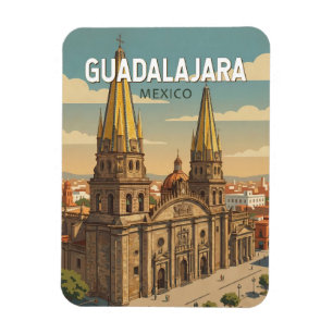 Guadalajara Mexiko Illustration Reise Kunst Vintag Magnet