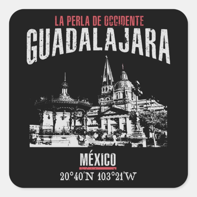 Guadalajara Quadratischer Aufkleber (Vorderseite)