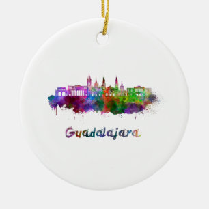 Guadalajara skyline im Watercolor Keramik Ornament