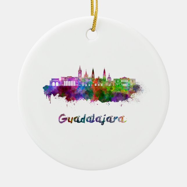 Guadalajara skyline im Watercolor Keramik Ornament (Vorne)