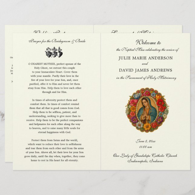 Guadalupe Catholic Wedding Mass Program (Vorne/Hinten)