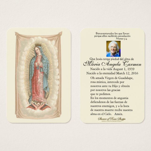 Guadalupe catholique espagnol funérailles prière s (Devant & derrière)