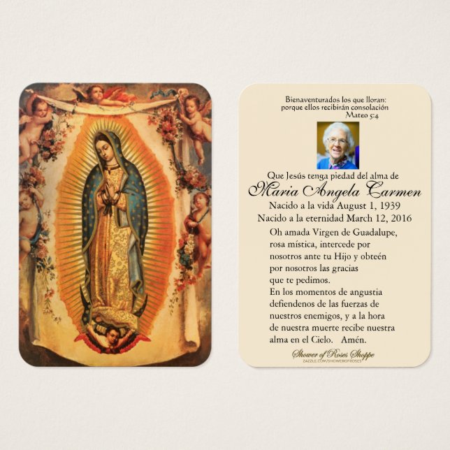 Guadalupe catholique espagnol funérailles prière s (Devant & derrière)