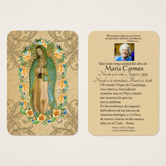 Guadalupe catholique espagnol funérailles prière s (Devant & derrière)