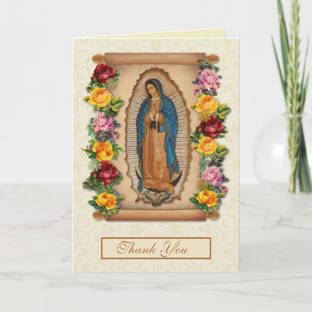 Guadalupe Jungfrau Mary Funeral Beileid Spanisch Dankeskarte (Vorderseite)