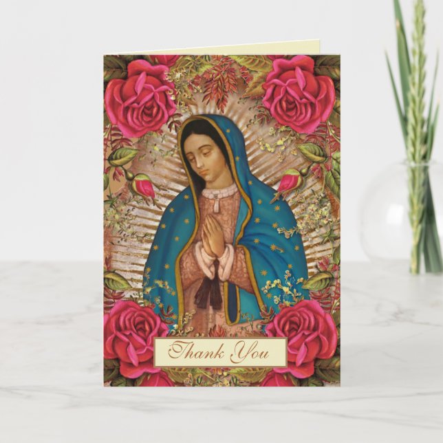 Guadalupe Jungfrau Mary Funeral Beileid Spanisch Dankeskarte (Vorderseite)