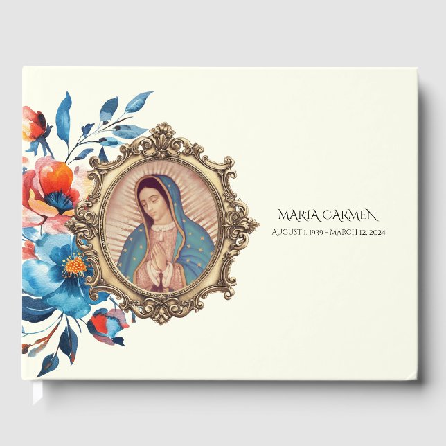 Guadalupe Jungfrau Mary Funeral Memorial Gästebuch (Vorderseite)