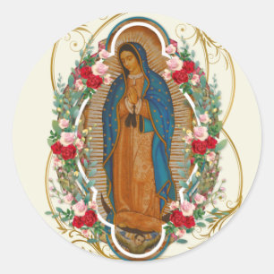 Guadalupe Jungfrau Mary Spanisches Gebet Heilige K Runder Aufkleber