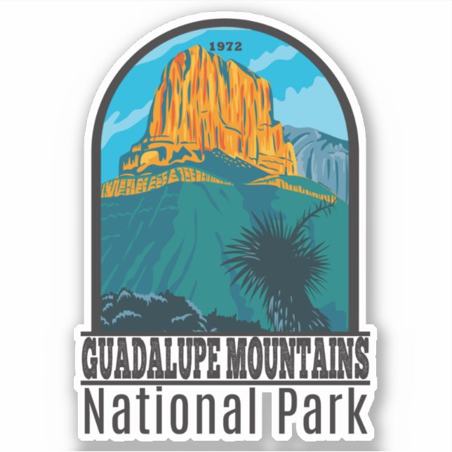 Guadalupe Nationalpark Retro Aufkleber (Vorderseite)