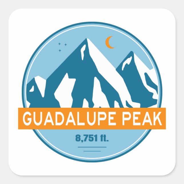 Guadalupe Peak Texas Stars Moon Quadratischer Aufkleber (Vorderseite)