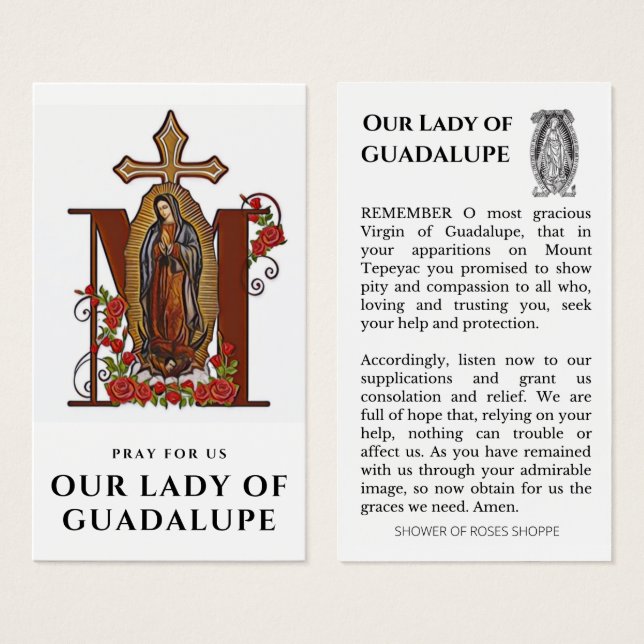 Guadalupe Religiöses katholisches Gebet Heilige Ka (Vorne & Hinten)