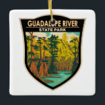 Guadalupe River Staat Park Texas Vintag Keramikornament<br><div class="desc">Guadalupe River Staat Park Illustration. Der Park verfügt über eine 7 km lange Flussseite für Kanufahren,  Angeln,  Schwimmen und Tauchen.</div>