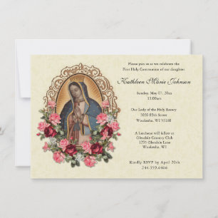 Guadalupe Roses première communion Invitations