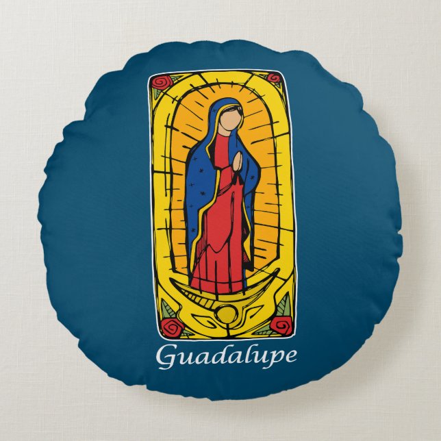 Guadalupe Rundes Kissen (Vorderseite)