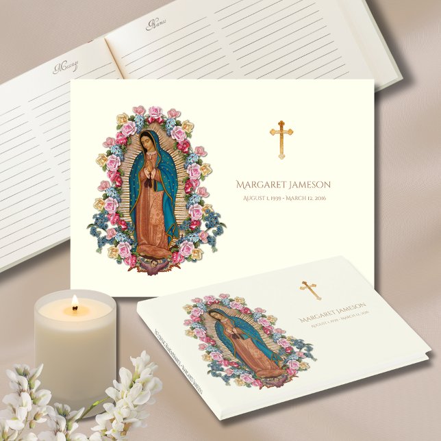 Guadalupe Vierge Marie Funeral Memorial Livre d'or (Créateur téléchargé)