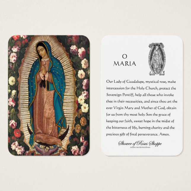 Guadalupe Vierge Marie Prière espagnole Carte Sain (Devant & derrière)