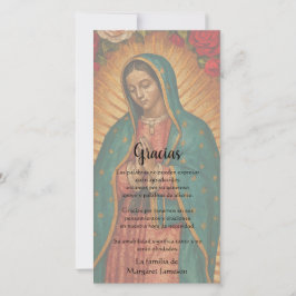 Guadalupe Virgin Mary Funeral Condolence Spanish Dankeskarte