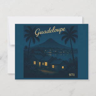 Guadeloupe 971 - Tropische Nachtillustration Postkarte