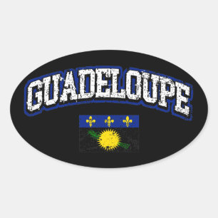 Guadeloupe-Flagge Ovaler Aufkleber