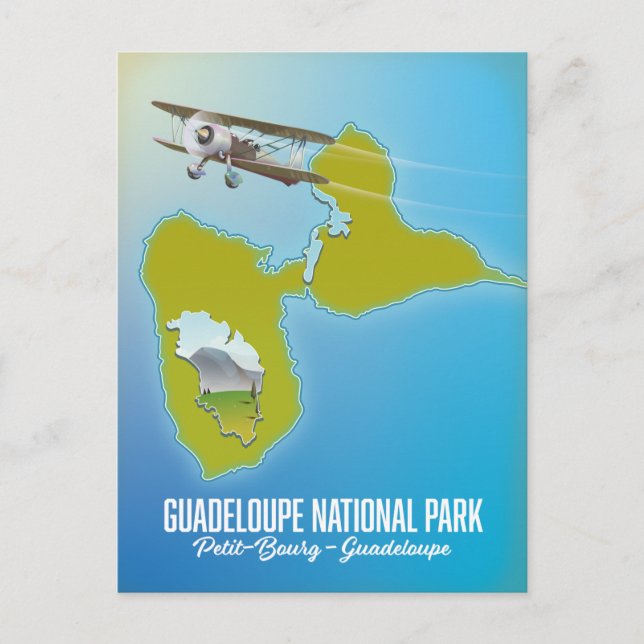 Guadeloupe National Park Map Postkarte (Vorderseite)