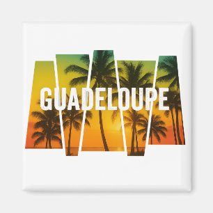 Guadeloupe Palmen & Tropischer Sonnenuntergang Magnet