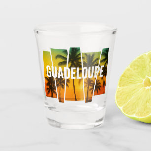 Guadeloupe Palmen & Tropischer Sonnenuntergang Schnapsglas