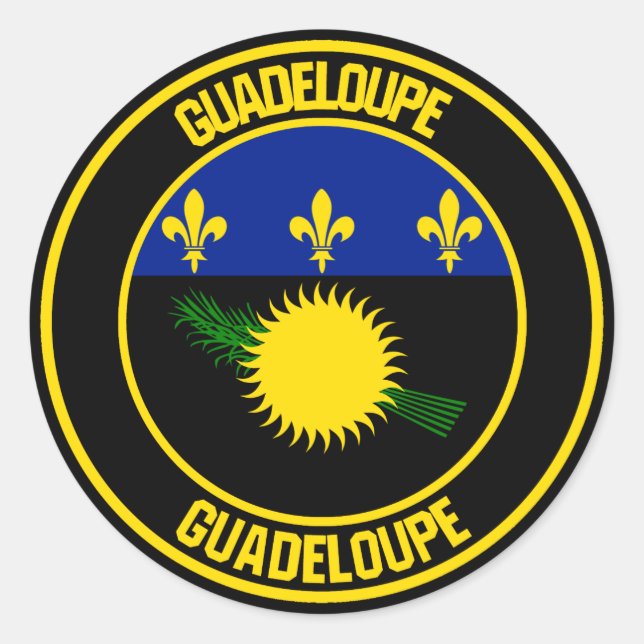 Guadeloupe-RundEmblem Runder Aufkleber (Vorderseite)