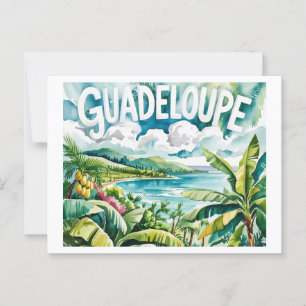 Guadeloupe Tropisch Landschaft Karibik Aquarell Postkarte