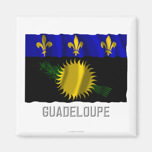 Guadeloupe windet Flagge mit Namen Magnet