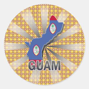 Guam Flag Map 2.0 Runder Aufkleber