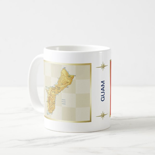 Guam Flag + Map-Tasse Kaffeetasse (Vorderseite Links)
