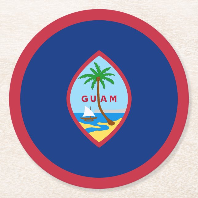 Guam Flag Runder Pappuntersetzer (Vorderseite)