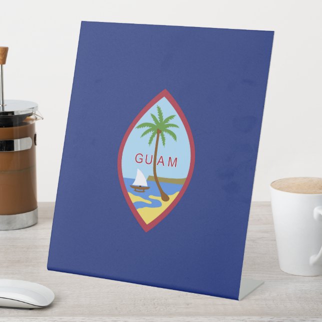 Guam-Flagge Sockelschild (In Situ)