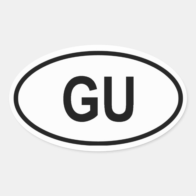Guam "GU" Ovaler Aufkleber (Vorderseite)