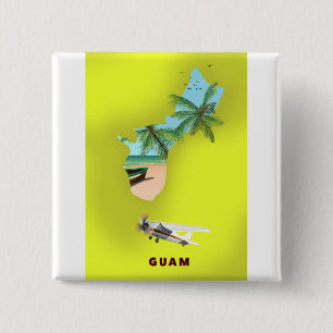 Guam illustrierte Karte Reiseplakat Button