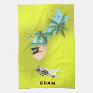 Guam illustrierte Karte Reiseplakat Geschirrtuch