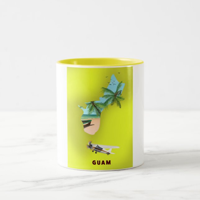 Guam illustrierte Karte Reiseplakat Zweifarbige Tasse (Mittel)