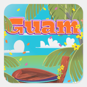 Guam Insel Ferien Reiseplakat. Quadratischer Aufkleber