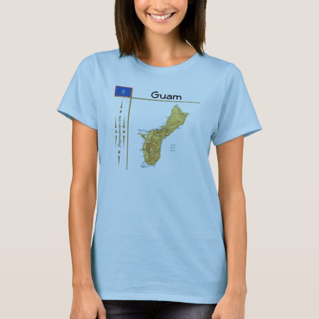 Guam Map + Flag + Titel T - Shirt (Vorderseite)