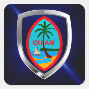 Guam Mettalic Emblem Quadratischer Aufkleber