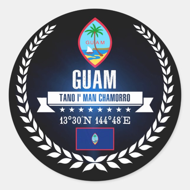 Guam Runder Aufkleber (Vorderseite)